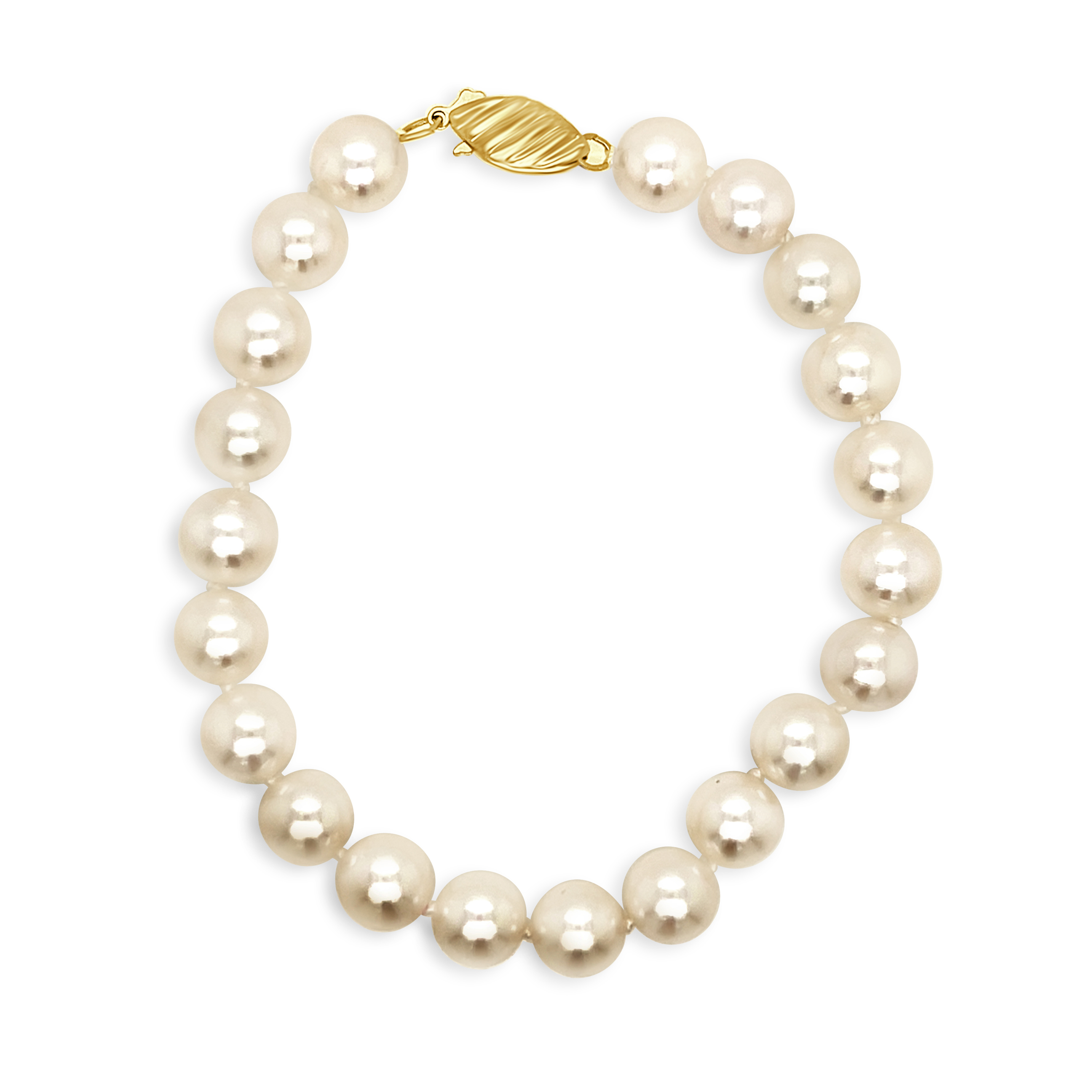 PEARL BRACELET 7X7.5MM, AA+, 14KY GOLD CLASP