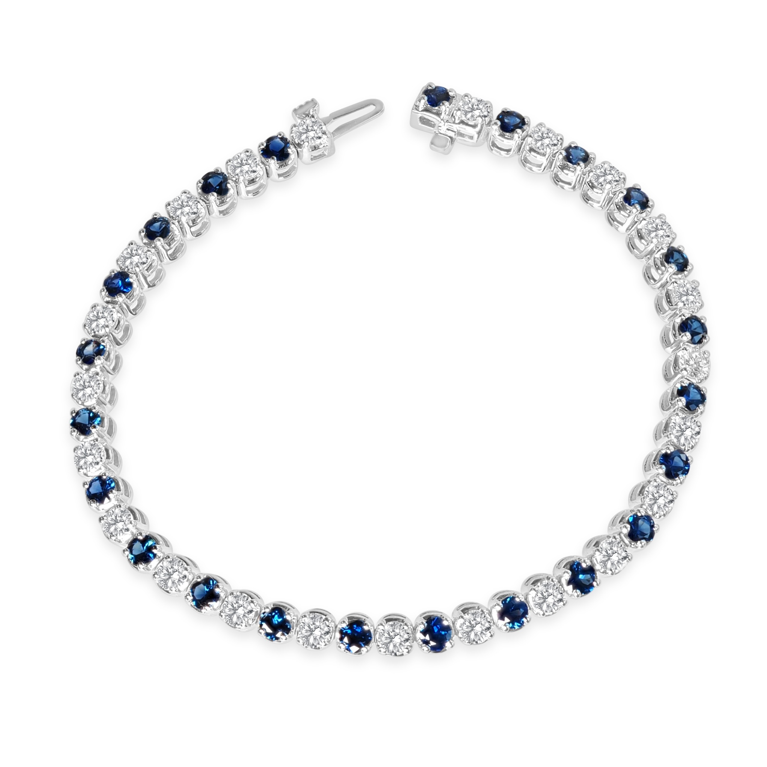 14KW GOLD SAPPHIRE & DIAMOND TENNIS BRACELET 23S=3.28CT 23D=2.94CT