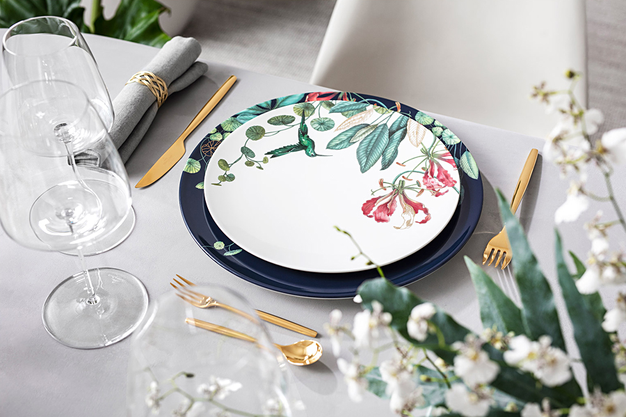 Elegant tableware collection with fine china and crystal